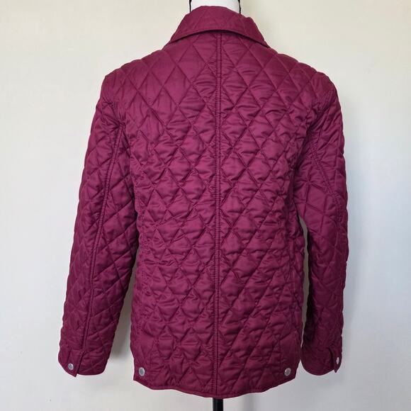 EUC LL Bean Women's M Quilted Lined Long Sleeve Snap Front Jacket Burgundy - Picture 5 of 16